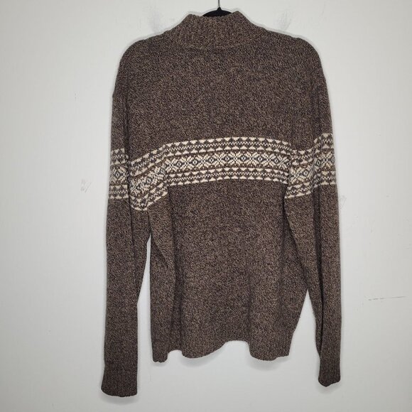 Bowen & Wright Mens 100% lambs wool Mock neck fair isle print Sweater size XL - Picture 7 of 8